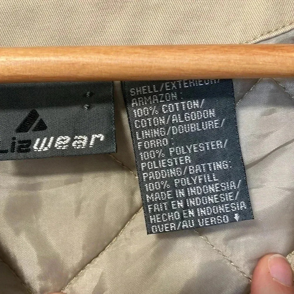 Liz Clairborne Lizwear beige tan cotton  quilted saharian vest jacket - Picture 3 of 8